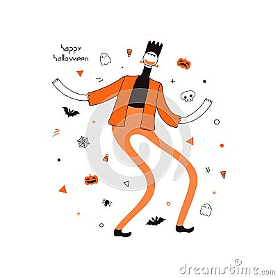 Halloween dancing Frankenstein monster character Vector Illustration