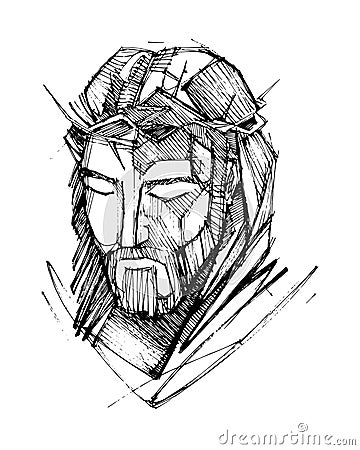 Jesus Christ Face at his Passion Vector Illustration