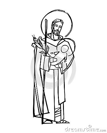 Saint Joseph and baby Jesus ink vector illustration Vector Illustration