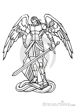 Hand drawn illustration of Saint Michael Vector Illustration