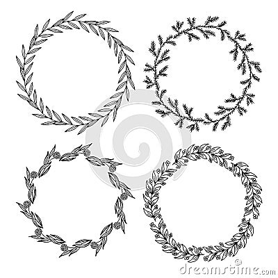 Hand drawn vector illustration - Laurels and wreaths. Design elements for invitations, greeting cards, quotes, blogs, posters and Vector Illustration