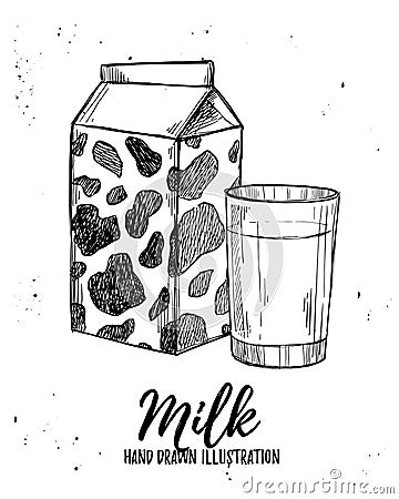 Hand drawn vector illustration - Milk products. Design elements Vector Illustration