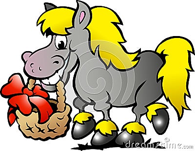 Hand-drawn Vector illustration of an Pony Horse Vector Illustration