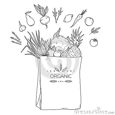 Hand drawn vector illustration - Supermarket shopping bag Vector Illustration