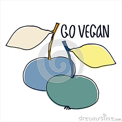 Hand drawn vector illustration for veganism popularization, vegan restaurants and farm markets promotion Vector Illustration