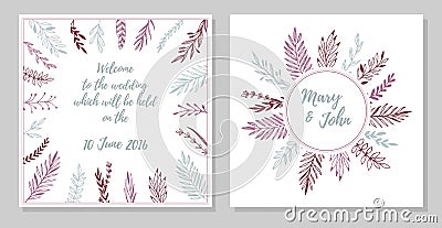 Hand drawn vector illustration - Wedding invitation card Vector Illustration