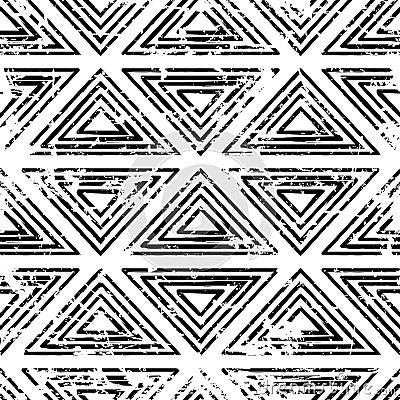 Hand drawn vector line triangle ornament grunge seamless pattern Vector Illustration