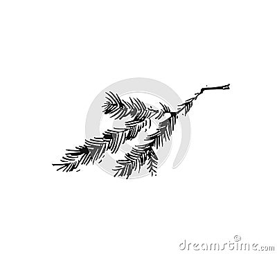 Hand drawn vector Merry Christmas rough freehand graphic greeting decoration design element with ink scandinavian Vector Illustration