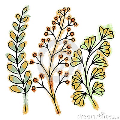 Hand drawn vector pattern of abstract herbs composition. Vector Illustration