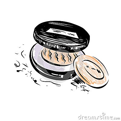 Hand drawn vector powder. Make up object on white background. Vector Illustration