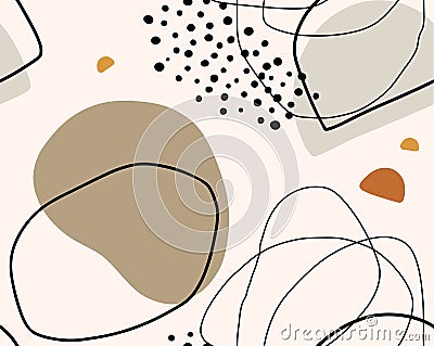 Hand drawn vector seamless organic pattern. Organic shapes, lines and textures for a background. Vector Illustration