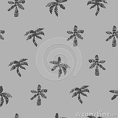 hand drawn vector seamless pattern with gray palms Vector Illustration