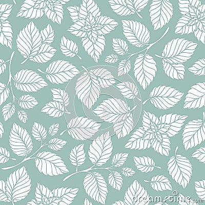 Hand drawn vector seamless pattern with mint leaves Vector Illustration