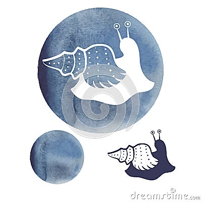 Hand drawn vector snail blue Vector Illustration