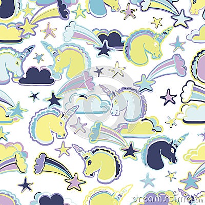 Hand Drawn Vector Unicorns Vector Illustration