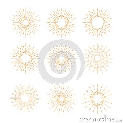 Hand Drawn vector vintage elements - gold sunburst Vector Illustration