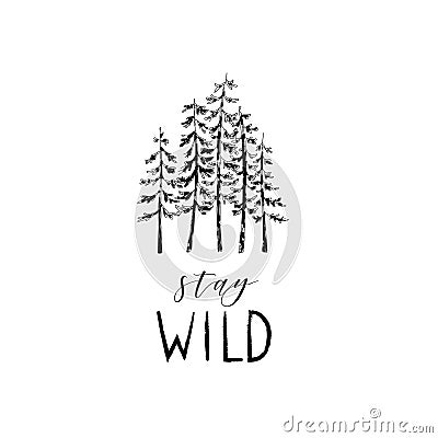 Hand drawn vector wild forest illustration Vector Illustration