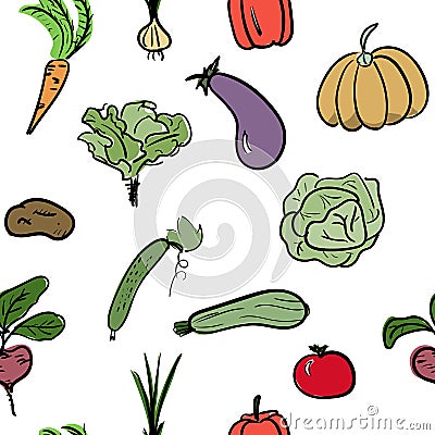 Hand drawn vegetable seamless pattern. Vector illustration Vector Illustration