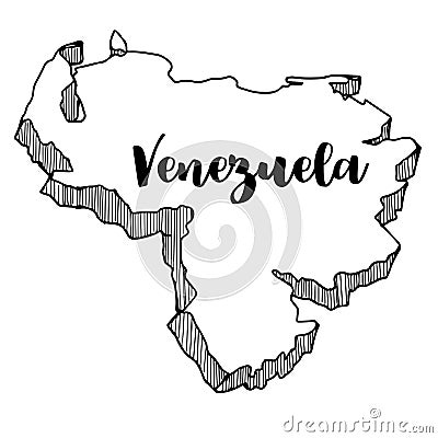 Hand drawn of Venezuela map, illustration Stock Photo