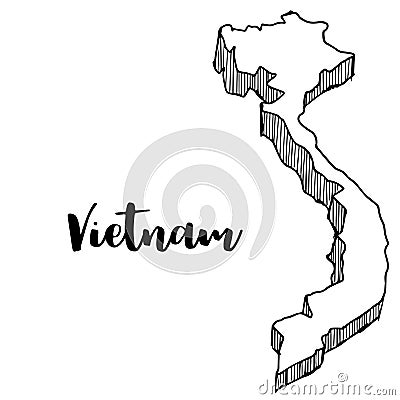 Hand drawn of Vietnam map, illustration Stock Photo