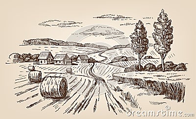 Hand drawn village Vector Illustration