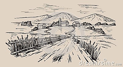 Hand drawn village Vector Illustration