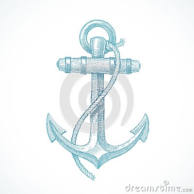 Hand drawn illustration - vintage anchor Vector Illustration