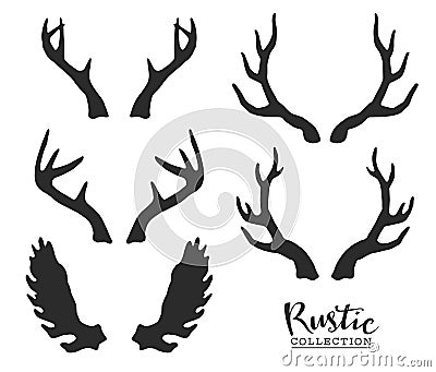 Hand drawn vintage antlers. Rustic decorative vector design Vector Illustration