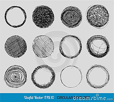 Hand drawn vintage circular textures Vector Illustration
