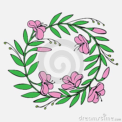 Hand drawn Vintage decorative lovely set of laurels and flower wreaths Doodle ancient wreath, decorative design element Stock Photo