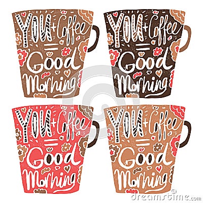 Hand drawn vintage quote for coffee themed: Vector Illustration