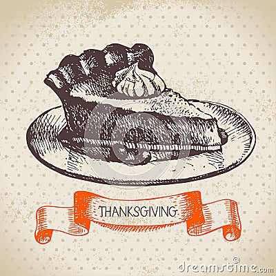 Hand drawn vintage Thanksgiving Day background Vector Illustration