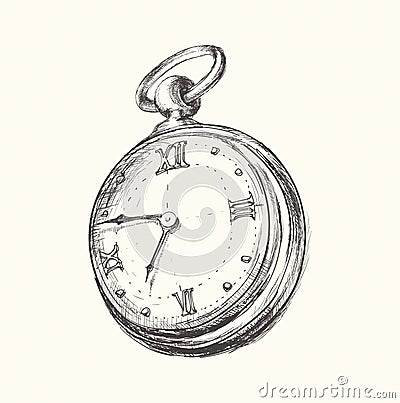 Hand drawn vintage watch clock sketch vector illustration Vector Illustration