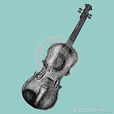 Hand drawn violin isolated on background Stock Photo