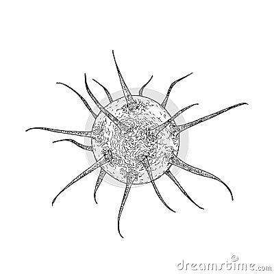 Hand Drawn Virus Vector Illustration. Bacteria Doodle Sketch. Isolated Vector Illustration