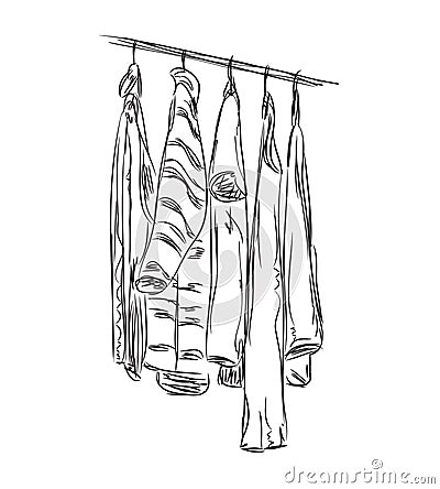 Hand drawn wardrobe sketch. Vector Illustration