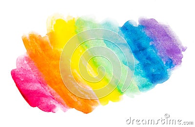 Hand-drawn watercolor background. Rainbow background. Trendy background for designers. Isolated background on white background. Stock Photo