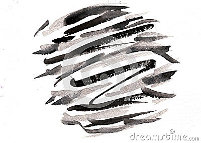 Hand drawn watercolor black label, brush strokes Stock Photo