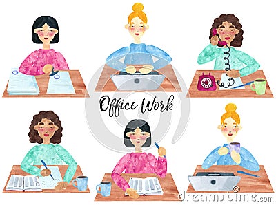 A set of young girls at work Stock Photo