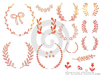 Hand drawn watercolor doodle design elements Vector Illustration