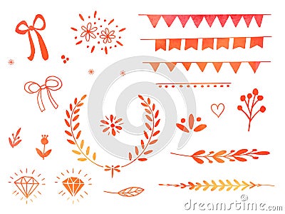 Hand drawn watercolor doodle design elements Vector Illustration