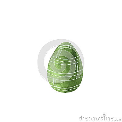 Hand drawn watercolor green easter egg Stock Photo