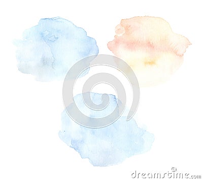 Hand drawn watercolor illustration. Blue and orange abstract Cartoon Illustration