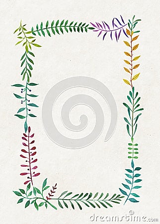 Watercolor botanical frame Cartoon Illustration