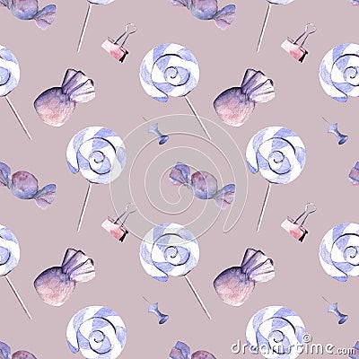 Hand drawn watercolor illustration seamless pattern pastel sweet Cartoon Illustration