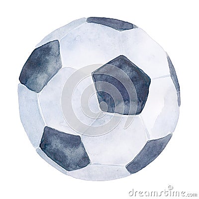 Hand drawn watercolor illustration: soccer ball isolated on white background Cartoon Illustration