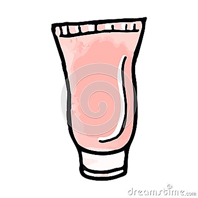 Hand-drawn watercolor illustration of tube moisturize cream Vector Illustration