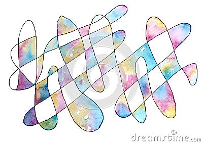 Hand drawn watercolor ilustration rainbow abstract background Stock Photo