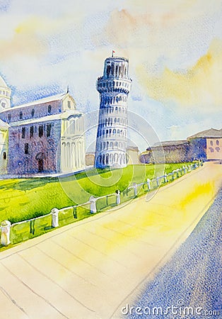 Painting - Leaning tower of Pisa, Italy Stock Photo