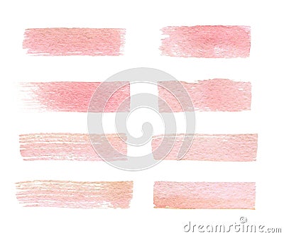 Hand drawn watercolor pink texture brushes isolated Stock Photo